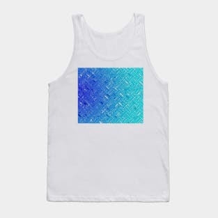 3D abstract blue pattern in the style of lattice characters Tank Top